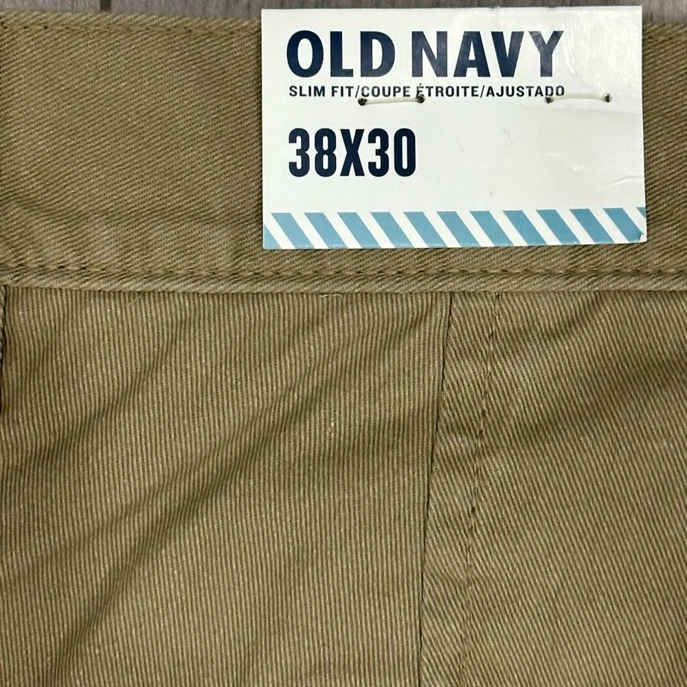 Men's Old Navy 38 x 30 Pants Chino Khakis Khaki Tan Slim Fit Classic Cotton NWT